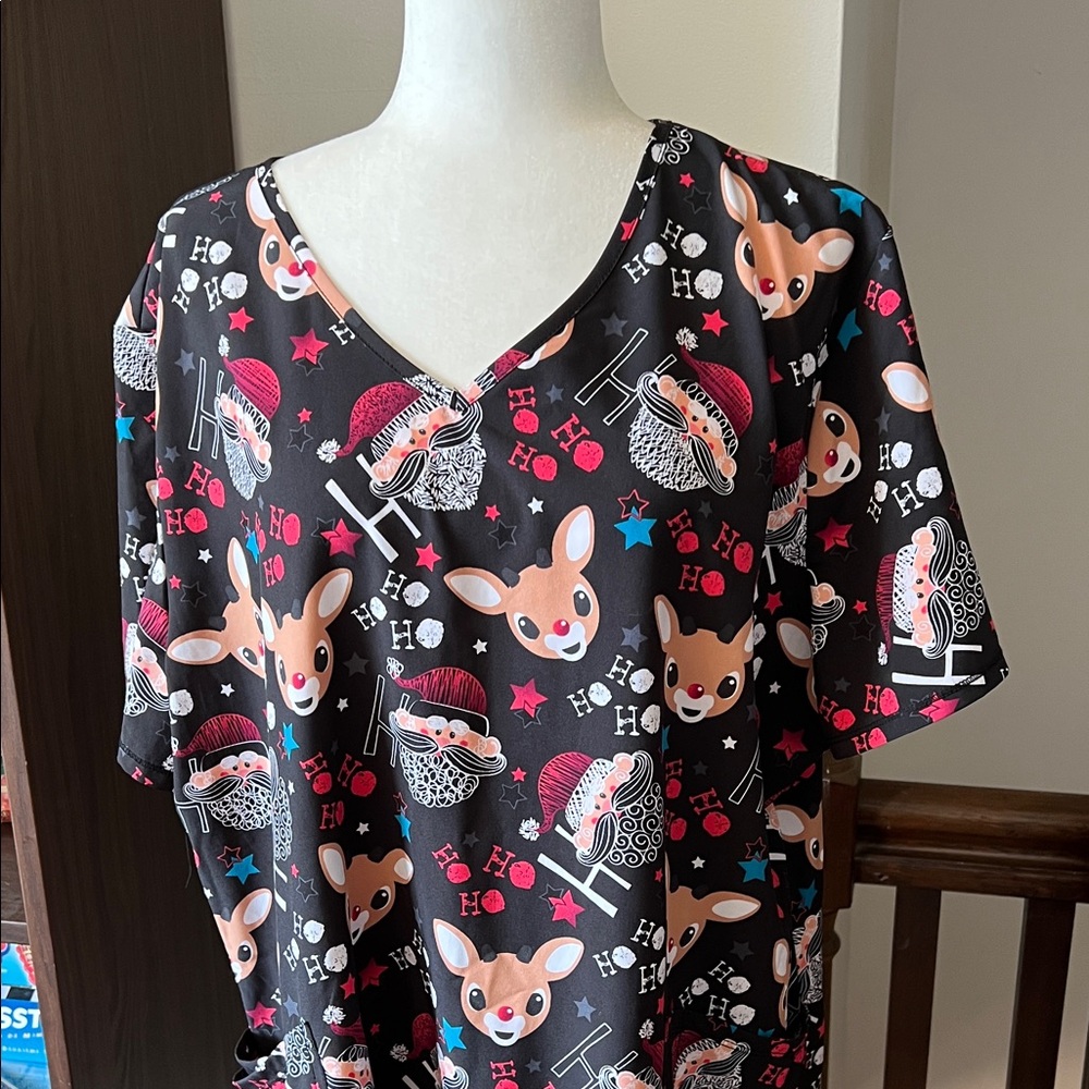 Rudolph the Red Nosed Reindeer Rankin Bass Xmas Medical Scrubs with 12” stuffy